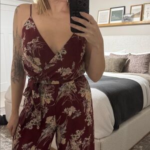 Floral Burgundy Jumpsuit